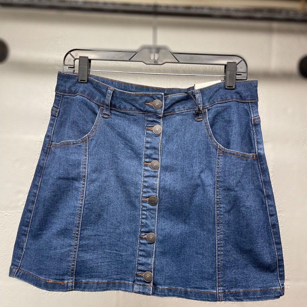 Denim button up skirt